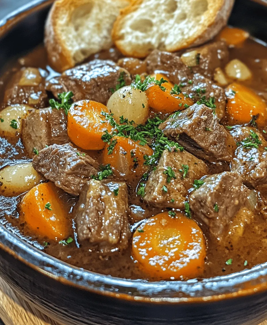 To achieve the perfect consistency for your Beef Bourguignon, understanding the thickening process is essential. The use of flour not only helps to thicken the sauce but also contributes to the overall flavor profile of the dish. When you dust the beef with flour before searing, it forms a light crust that adds texture and depth during the cooking process. As the beef cooks, the flour absorbs the juices released and, combined with the liquid from the broth and wine, creates a rich, velvety sauce.