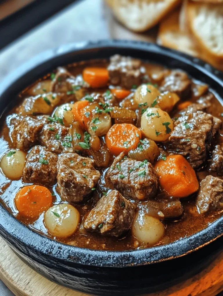 To achieve the perfect consistency for your Beef Bourguignon, understanding the thickening process is essential. The use of flour not only helps to thicken the sauce but also contributes to the overall flavor profile of the dish. When you dust the beef with flour before searing, it forms a light crust that adds texture and depth during the cooking process. As the beef cooks, the flour absorbs the juices released and, combined with the liquid from the broth and wine, creates a rich, velvety sauce.