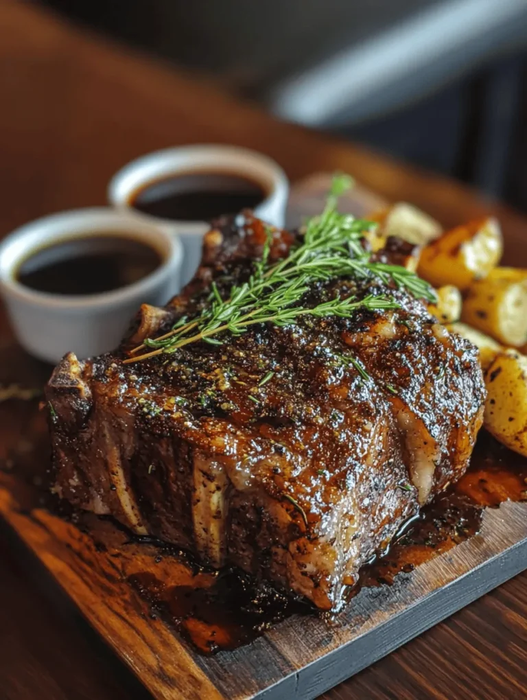 Imagine the aroma wafting through your kitchen as a Perfectly Herb-Crusted Standing Rib Roast slowly cooks to perfection. This impressive dish not only serves as a stunning centerpiece for any celebration but delivers an explosion of flavors that will leave your guests raving. Whether it's a holiday gathering or a family dinner, this rib roast is unforgettable. It’s tender, juicy, and boasts a delightful herb crust that elevates the traditional roast beef to new heights.