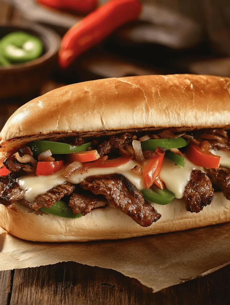 Imagine taking a bite into a freshly toasted hoagie roll, packed with juicy ribeye steak, sautéed bell peppers, onions, and gooey provolone cheese melting into every crevice. This Philly cheesesteak is not just a meal; it's an experience that will transport your taste buds straight to the streets of Philadelphia! This recipe is perfect for gathering friends for watch parties or satisfying a hearty appetite on a busy weeknight. What makes this cheesesteak special is the balance of flavors and textures – the savory beef, sweet caramelized onions, and the creamy provolone create a heavenly bite every time.