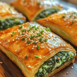 Savory pastries hold a special place in culinary traditions around the world. From flaky French croissants to hearty Italian calzones, these delicious bites have a universal appeal that transcends cultures. One such delightful creation is the Spinach and Feta Wrapped Delights, a versatile dish that can easily transition from a stunning appetizer at a dinner party to a comforting snack after a long day. With each bite, you experience a perfect fusion of flavors, featuring fresh spinach, creamy cheeses, and a subtle hint of nutmeg that elevates this dish into a gourmet treat.