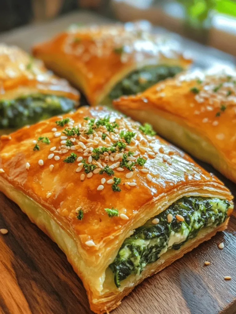 Savory pastries hold a special place in culinary traditions around the world. From flaky French croissants to hearty Italian calzones, these delicious bites have a universal appeal that transcends cultures. One such delightful creation is the Spinach and Feta Wrapped Delights, a versatile dish that can easily transition from a stunning appetizer at a dinner party to a comforting snack after a long day. With each bite, you experience a perfect fusion of flavors, featuring fresh spinach, creamy cheeses, and a subtle hint of nutmeg that elevates this dish into a gourmet treat.