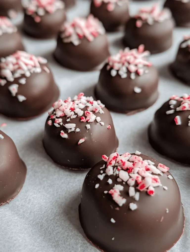 Indulge in the refreshing taste of the holidays with these Peppermint Bliss Bites! With their creamy, melt-in-your-mouth filling and rich chocolate coating, these treat-sized delights will transport you to a winter wonderland with every bite. Imagine gifting these homemade confections to family and friends or enjoying them during festive gatherings; they are sure to be a hit! The combination of sweet marshmallow fluff, minty goodness, and dark chocolate makes this treat unique and irresistibly delicious.