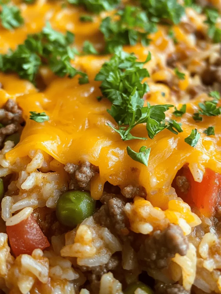 Imagine a warm, cheesy casserole that hugs your tastebuds with every bite! Our Cheesy Ground Beef and Rice Casserole is a delightful mix of savory ground beef, tender rice, and vibrant vegetables, all enveloped in gooey melted cheese. It’s the kind of dish that brings everyone around the table feeling satisfied and content. This recipe is perfect for busy weeknights and makes enough to feed a family or even provide leftovers for lunch!