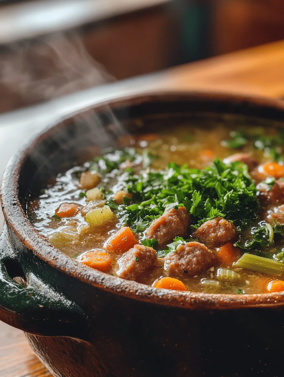 Looking for a dish that warms your soul and satisfies your hunger? Look no further than this Hearty Sausage Soup Delight! Imagine a bowl brimming with savory Italian sausage, fresh vegetables, and nourishing beans, all simmered together in a flavorful broth. This soup is not just delicious; it's a comforting hug in a bowl. Perfect for chilly nights, it’s a family favorite that often brings back memories of hearty dinners shared around the table. Let’s dive into this delightful recipe that’s sure to become a staple in your kitchen!