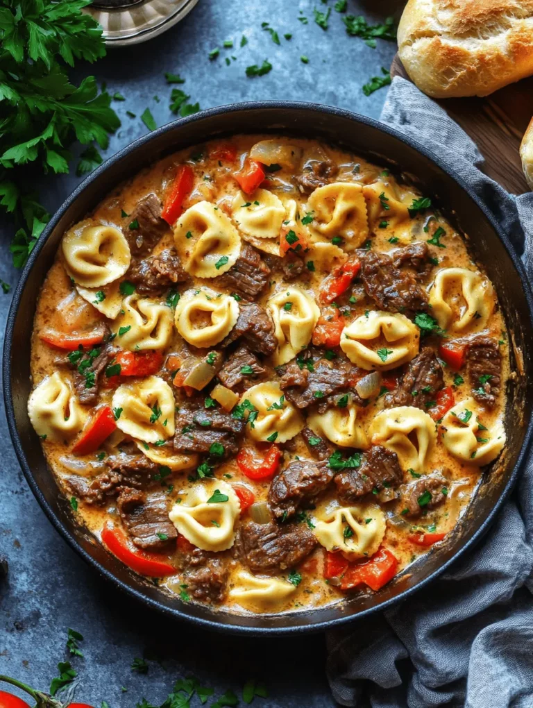 If you’re a fan of hearty comfort food, then you’re in for a treat with this delicious Cheesesteak Tortellini in Rich Provolone Sauce. This mouthwatering dish combines the classic flavors of a traditional cheesesteak and the delightful texture of tortellini, creating a culinary experience that’s both familiar and exciting. Imagine tender cheese-filled pasta enveloped in a creamy, rich sauce that echoes the savory notes of grilled steak, sautéed vegetables, and melting provolone cheese.