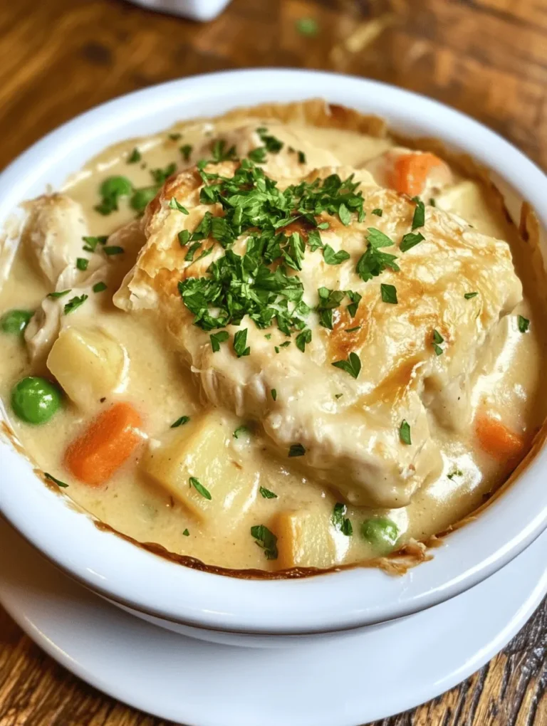 If you’re in search of a culinary hug on a plate, look no further than this Heavenly Creamy Chicken Pot Pie. This dish is a comforting blend of tender chicken, fresh vegetables, and a luscious creamy sauce, all encased in a flaky golden pastry crust. It's a timeless favorite that brings warmth and joy to any dining table. Perfect for chilly evenings or family gatherings, this pot pie promises not only a delightful eating experience but also the bliss of home-cooked goodness.