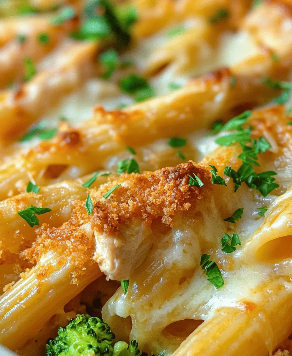 The appeal of the Creamy Garlic Parmesan Chicken Pasta Bake lies in its rich and creamy texture, complemented by savory flavors that create a symphony of taste in every bite. The star of the dish, the creamy sauce, envelops the pasta, chicken, and vegetables, providing a delightful mouthfeel that is both indulgent and satisfying.