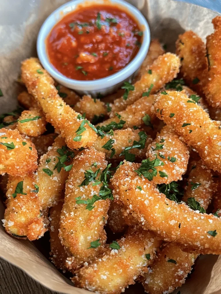 Get ready to indulge in a crunchy, flavorful treat that will revolutionize your snack time! Crispy Parmesan Zucchini Fries are a delightful twist on traditional fries, offering a savory, cheesy, and crunchy experience that everyone loves. These irresistible veggie bites are not only delicious, but they also make for a fabulous appetizer or side dish, whether you're hosting a gathering or enjoying a casual night in. Trust me, once you try these baked zucchini fries, you’ll never look at vegetables the same way again!