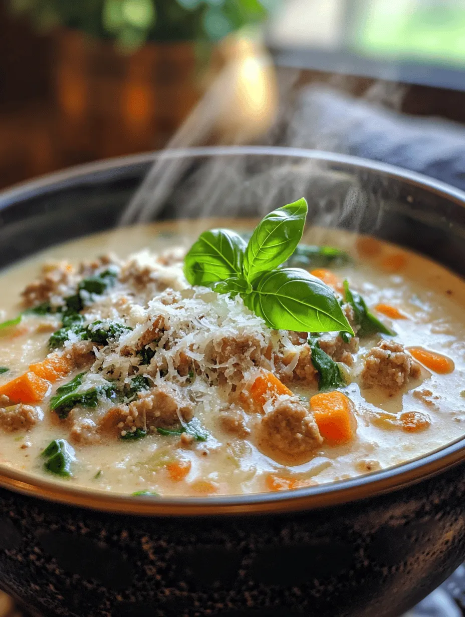 Imagine a cold evening warmed by the tantalizing aroma of Creamy Parmesan Italian Sausage Soup. This dish perfectly blends rich flavors of Italian sausage, hearty vegetables, and creamy textures topped off with a generous sprinkle of Parmesan cheese. Whether it’s a weeknight dinner recipe or a soul-soothing bowl on a chilly day, this soup has won hearts with its delightful blend of warmth and umami. Its easy preparation makes it a standout entry on any home cook's repertoire.