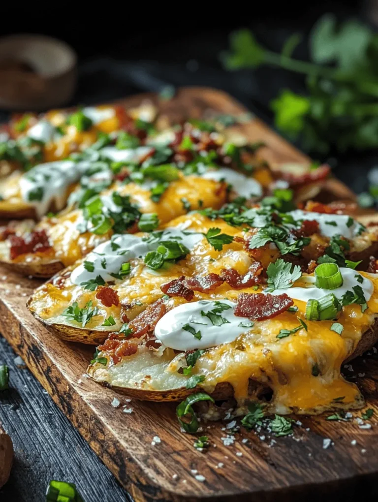 Get ready to indulge in the ultimate comfort food with these Loaded Potato Skin Nachos! Picture crispy potato skins topped with bubbling cheese, crumbled bacon, cool sour cream, and fresh veggies—each bite is a perfect blend of flavors and textures. This recipe is not just a snack; it evokes memories of movie nights, game days, and gatherings with friends. It's the kind of dish that brings everyone together, making it a must-try for your next get-together!