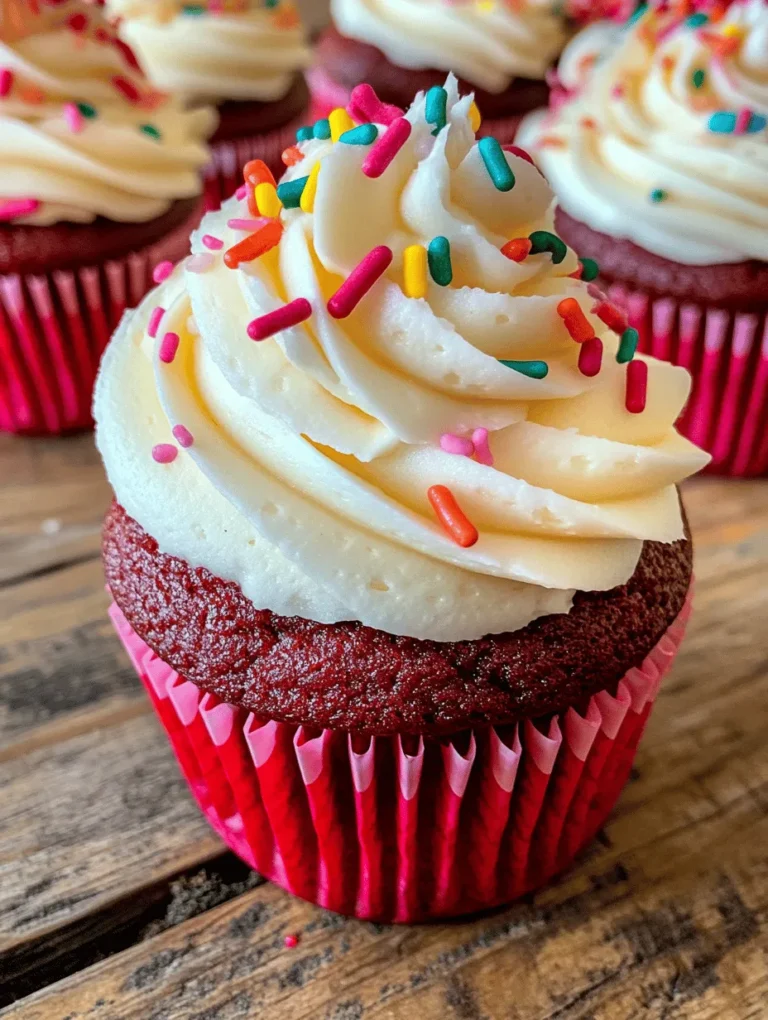 Indulge in a delightful treat that combines gorgeous aesthetics with an irresistible taste—Velvety Red Bliss Cupcakes! These cupcakes, with their stunning crimson hue, are not just easy on the eyes but also offer a mouthwatering experience that will have your taste buds singing. The moist texture and rich flavor blend seamlessly with luscious cream cheese frosting, making these cupcakes a favorite for any celebration. Whether you're hosting a birthday party or simply treating yourself, these scrumptious delights are sure to impress!