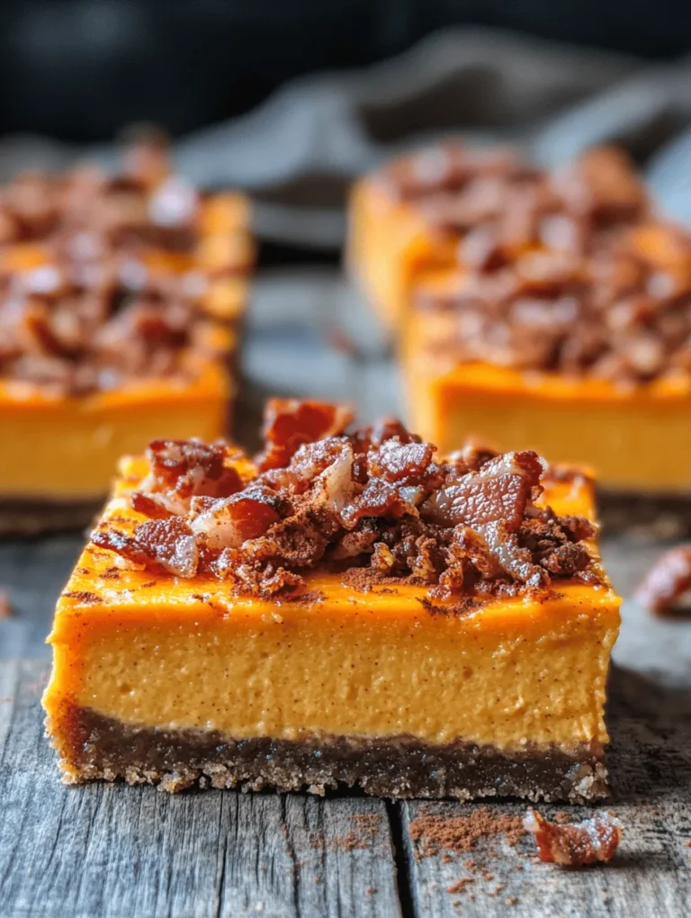 Imagine a dessert that perfectly marries the sweetness of warm maple syrup with the savory crunch of crispy bacon, all embraced by a luscious sweet potato cheesecake filling. These Maple Bacon Sweet Potato Cheesecake Bars are not just a treat for your taste buds but an experience that conjures warmth and comfort in every bite. Whether you're hosting a special gathering or simply treating yourself, these bars will undoubtedly steal the spotlight. You’ll find a delightful contrast of flavors in every square, making them a memorable addition to any dessert table.