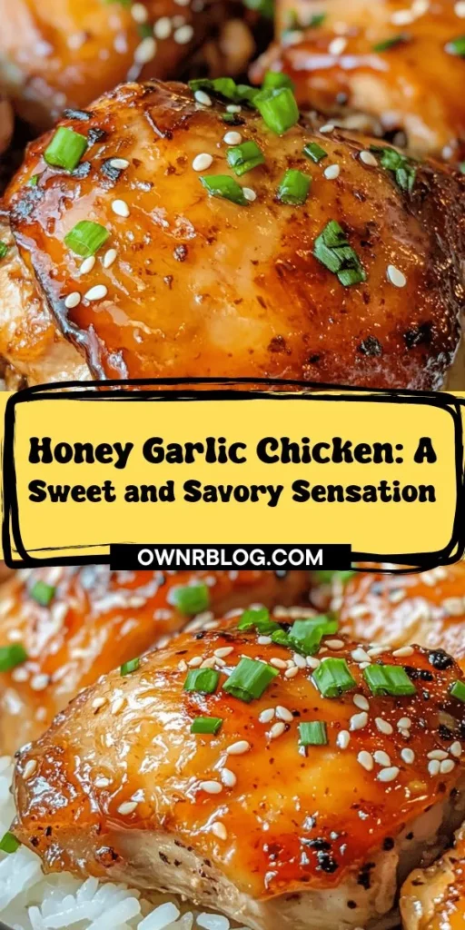 Indulge in the deliciousness of honey garlic chicken, the perfect blend of sweet and savory flavors that will impress family and friends! This easy-to-make dish features tender chicken, a mouthwatering honey-garlic sauce, and a variety of customizable sides. Whether it's a weeknight dinner or a special occasion, this recipe is a must-try. Discover tips for marinating, cooking, and serving this flavorful meal. #HoneyGarlicChicken #EasyRecipes #DinnerIdeas #ComfortFood #Foodie