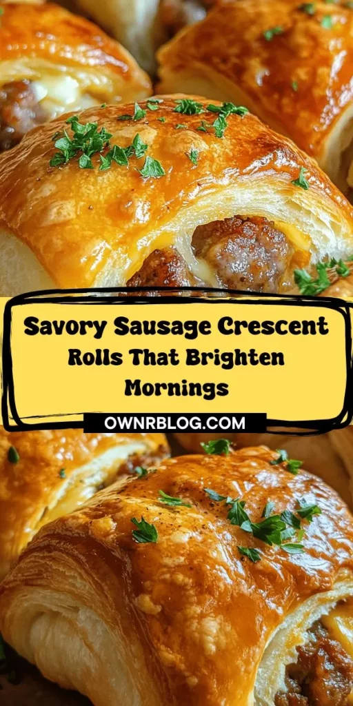 Start your day with scrumptious Breakfast Sausage Crescent Rolls! These easy-to-make rolls combine flaky crescent dough with savory sausage and melted cheese, perfect for busy mornings or brunch gatherings. With minimal prep and delightful flavor, they’re bound to become a family favorite. Elevate your breakfast game, serve them with fruit or yogurt, and enjoy a tasty start to your day! #BreakfastRecipes #CrescentRolls #EasyRecipes #BrunchIdeas #ComfortFood