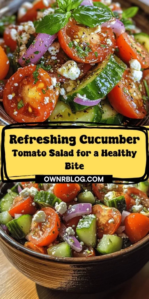 Discover the perfect summer dish with this Refreshing Cucumber & Tomato Medley Salad! Bursting with vibrant flavors and packed with nutrients, this salad features hydrating cucumbers, juicy tomatoes, tangy feta, and fresh basil. It's easy to prepare and ideal as a side or stand-alone meal. Enjoy the health benefits and delicious taste of this colorful medley today! #CucumberSalad #TomatoSalad #HealthyEating #SummerSalad #FreshIngredients #SaladRecipe #Nutrition