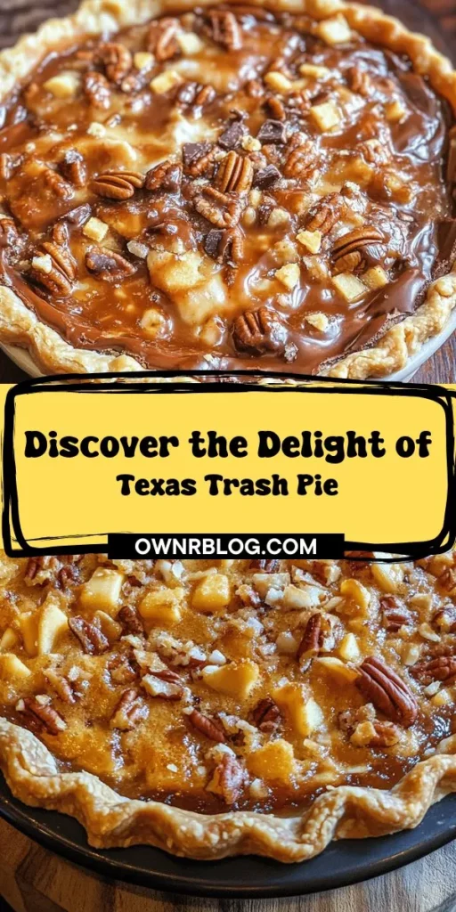 Discover the deliciousness of Texas Trash Pie, a sweet and salty dessert that showcases a delightful mix of flavors and textures! This iconic Southern treat blends rich chocolate, chewy coconut, crunchy pecans, and unexpected potato chips into a memorable pie that's perfect for any gathering. Learn about its origins, key ingredients, and how to make it from scratch in our latest post. Get ready to impress your friends and family! #TexasTrashPie #SouthernDessert #BakingFun #SweetAndSalty #DessertRecipes