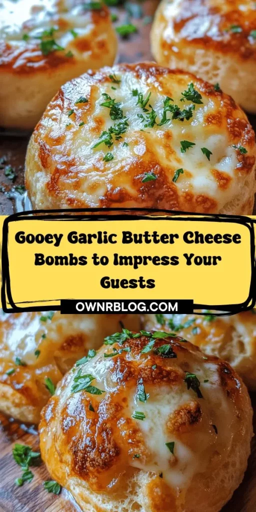 Indulge in the gooey goodness of Garlic Butter Cheese Bombs, a delightful treat perfect for any gathering or just a cozy night in. With flaky biscuit dough enveloping rich, melted mozzarella and infused with aromatic garlic butter, these cheesy bites are simply irresistible. Easy to make and customize, they’re sure to impress your friends and family. Get ready to elevate your snack game! #CheeseBombs #HomemadeDelights #ComfortFood #GarlicButter #SnackIdeas #PartyFood