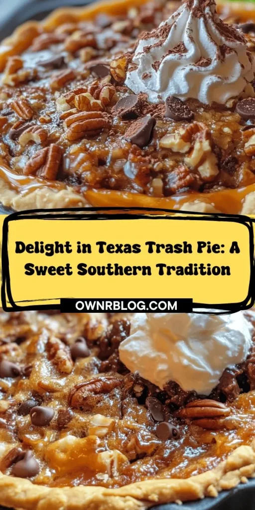 Discover the delicious world of Texas Trash Pie, a cherished dessert that embodies Texas flavor with its rich, gooey texture. This crowd-pleaser is easy to make and perfect for family gatherings, potlucks, or simply satisfying your sweet tooth. With a delightful mix of ingredients like pecans, chocolate chips, and sweetened condensed milk, each bite is a sweet adventure. Explore its origins, learn how to make it in just a few steps, and find tips for serving. Whether served warm or chilled, Texas Trash Pie promises to impress and create lasting memories around the table.