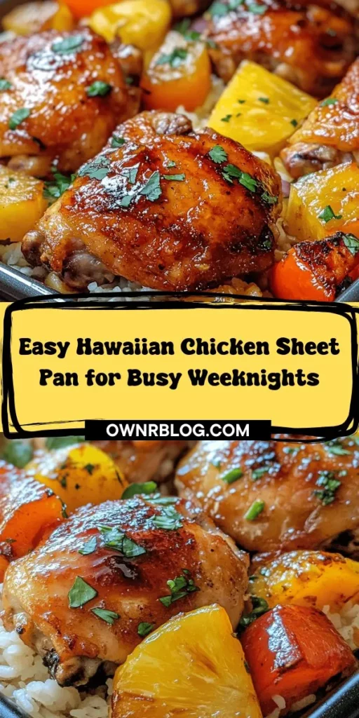 Bring a touch of Hawaii to your dinner table with this easy Hawaiian Chicken Sheet Pan recipe! Packed with juicy chicken, sweet pineapple, and vibrant veggies, this one-pan meal is perfect for busy families looking for delicious and nutritious options. Enjoy the convenience of minimal cleanup and the delightful flavors of the tropics in just one dish. Try it tonight, and share the joy of a meal prepared with love! #HawaiianChicken #SheetPanMeal #FamilyDinner #OnePanCooking #TropicalFlavors #EasyRecipes #HealthyEating