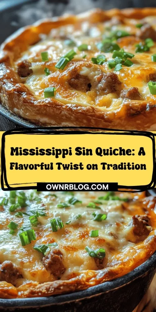 Discover the mouthwatering Mississippi Sin Quiche, a unique twist on the classic French dish that combines rich, creamy flavors with a spicy kick! Perfect for any meal, this quiche features a savory mix of cream cheese, cheddar, pepper jack cheese, and spicy sausage, all baked into a flaky crust. It's the ideal dish for gatherings, brunches, or cozy dinners at home. Learn how to prepare this delectable recipe and impress your guests with its incredible taste and delightful presentation. Dive into a culinary adventure that celebrates Southern flavors with every bite!