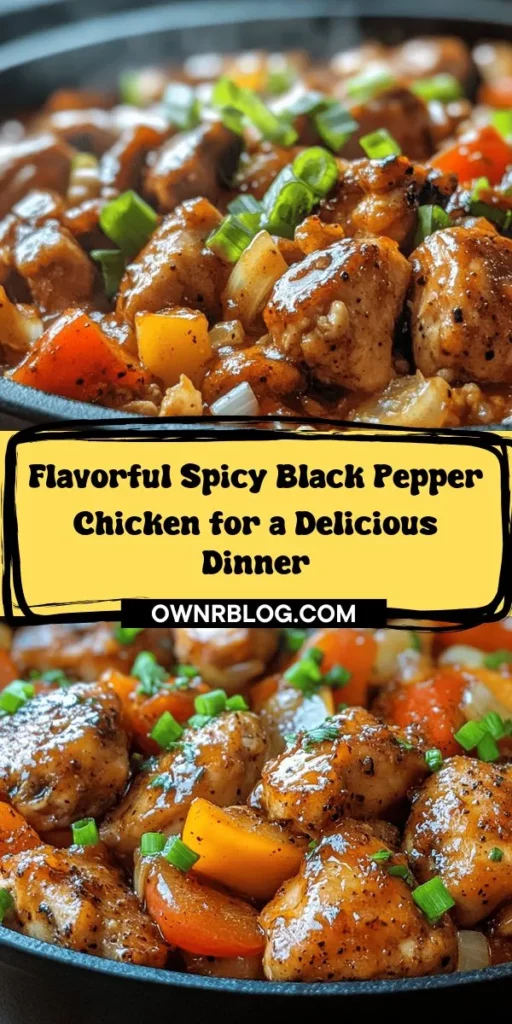 Indulge in the vibrant flavors of Spicy Black Pepper Chicken, a dish that combines the heat of black pepper with savory soy and oyster sauces. Perfect for a quick weeknight dinner, this recipe transforms tender chicken thighs and colorful veggies into a satisfying meal. Discover easy preparation tips and health benefits that make this dish a staple in Asian cuisine. Elevate your cooking skills and delight your loved ones! #SpicyBlackPepperChicken #AsianCuisine #QuickDinners #Foodie #HealthyEating #HomeCooking