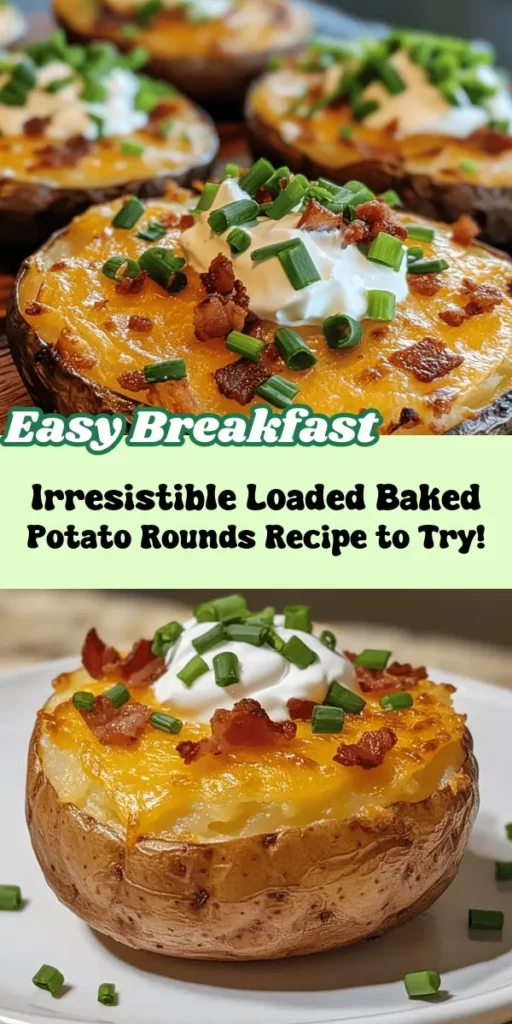 Discover the ultimate comfort food with these loaded baked potato rounds! Crispy, cheesy, and bursting with flavor, they're perfect for gatherings, savory snacks, or as a delightful side dish. Made with russet potatoes, melted cheddar, crispy bacon, and topped with tangy sour cream and fresh green onions, this simple recipe will impress everyone at your table. Easy to prepare and endlessly customizable, these potato rounds are sure to be a hit at your next meal or party. Dive into this delicious recipe and enjoy a tasty treat that’s as satisfying as it is delicious!