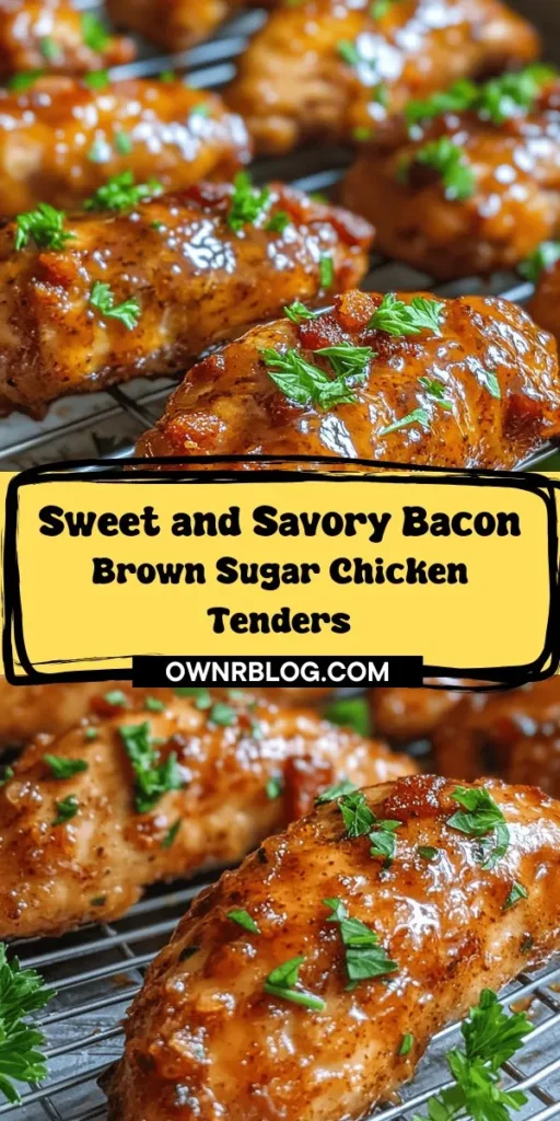 Indulge in the irresistible Bacon Brown Sugar Chicken Tenders! This recipe combines the smoky flavor of bacon with sweet brown sugar, transforming simple chicken tenders into a mouthwatering dish that's perfect for any occasion. Whether as a tasty appetizer or a delightful main course, these tenders are sure to impress family and friends. Enjoy a burst of flavor with every bite! #ChickenTenders #Bacon #ComfortFood #EasyRecipes #Delicious