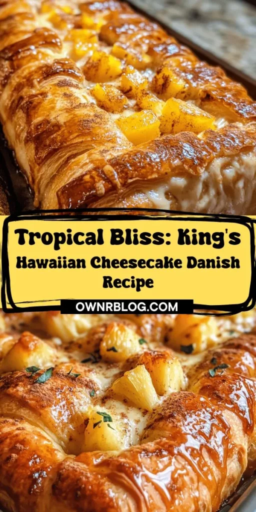 Indulge in the delightful fusion of flavors with King’s Hawaiian Cheesecake Danish! This easy-to-make pastry features a buttery crescent roll base, rich cheesecake filling, and juicy pineapple topping, perfect for breakfast or dessert. Impress your guests with this visually stunning dish that embodies Hawaiian cuisine's essence. Ready to bake joy? Gather the ingredients and elevate your brunch table! #CheesecakeDanish #HawaiianCuisine #Baking #Dessert #BrunchIdeas #EasyRecipes