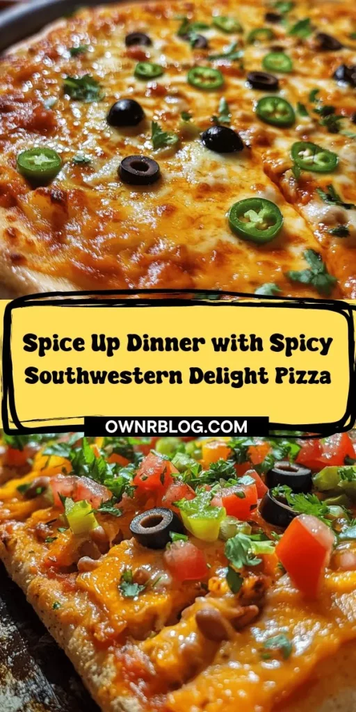 Discover the vibrant flavors of Southwest cuisine with this Spicy Southwestern Delight Pizza! Bursting with zesty ingredients like refried beans, jalapeños, and fresh veggies, this pizza is a delightful fusion of comfort and spice. Perfect for gatherings or cozy nights in, it’s easy to customize for varying heat levels. Get ready to impress your taste buds and your guests! #PizzaRecipe #SouthwesternCuisine #HomemadePizza #Foodie #DinnerIdeas #SpicyFood #TastyTreats #CulinaryDelight