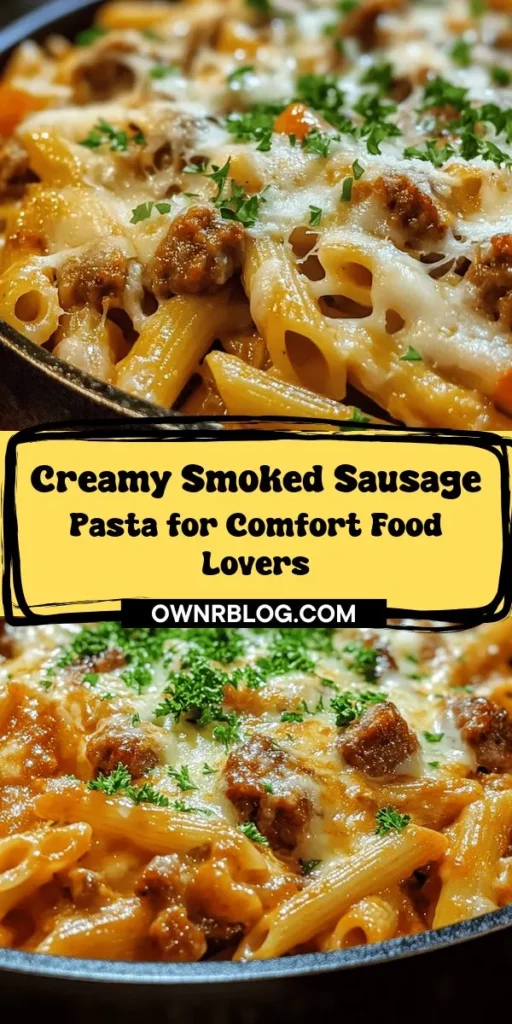 Discover the ultimate comfort food with this Creamy Smoked Sausage Pasta! Perfect for busy weeknights or cozy dinners with family, this dish combines rich flavors and a quick cooking process. Learn how to select the best pasta, smoked sausage, and fresh vegetables to create a creamy sauce that beautifully envelops every bite. Whether you prefer kielbasa or andouille sausage, this recipe offers tips and ingredient insights to elevate your meal. Ideal for any occasion, this pasta dish promises warmth and satisfaction. Dive into the easy step-by-step guide and bring this comforting delight to your kitchen today!