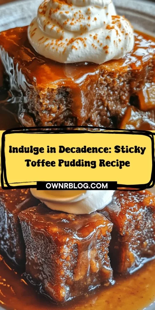 Indulge in the rich, comforting flavors of Sticky Toffee Pudding, a classic British dessert that's perfect for any sweet tooth! This delightful treat features a moist sponge infused with Medjool dates and is generously drizzled with a luscious toffee sauce. Easy to make at home, it’s ideal for sharing with loved ones. Dress it up with whipped cream or vanilla ice cream for the ultimate dessert experience! #StickyToffeePudding #DessertRecipes #BakingLove #ComfortFood #SweetTreats