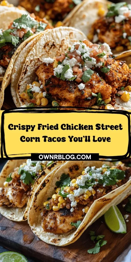 Indulge in the ultimate comfort food with Fried Chicken Street Corn Tacos featuring a zesty Bacon Jalapeno Lime Ranch dressing. This delicious recipe combines crispy fried chicken with sweet, savory street corn for a burst of flavor in every bite. Perfect for weeknight dinners or party gatherings, these tacos are sure to impress. Learn how to marinate chicken for tenderness, whip up a creamy ranch dressing, and assemble these mouthwatering tacos that everyone will love. Elevate your taco night and dive into this flavorful culinary experience!