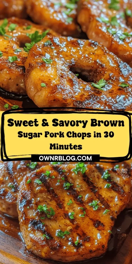 Looking for a quick and delicious weeknight dinner? Try these Quick & Sweet Brown Sugar Pork Chops! This simple recipe combines juicy bone-in pork chops with a sweet and savory glaze made from brown sugar and aromatic spices. With just a few ingredients you likely already have in your kitchen, you can whip up a mouthwatering meal in under 30 minutes. Perfect for busy families, this dish is not only flavorful but also packed with high-quality protein and essential nutrients. Pair it with roasted veggies or creamy mashed potatoes for a complete dinner that everyone will love!