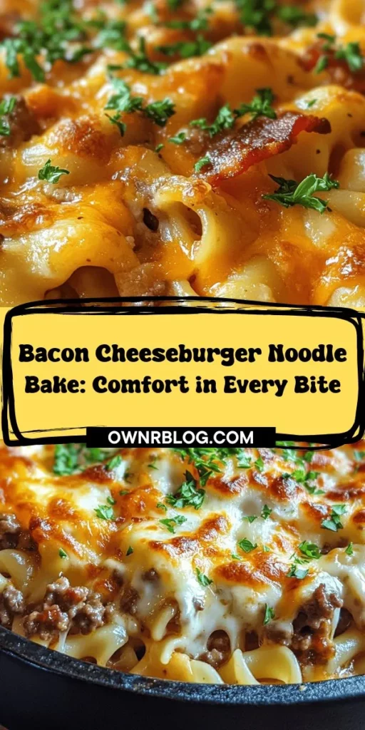 Discover the ultimate comfort food with this Bacon Cheeseburger Noodle Bake! Perfect for cozy evenings or casual gatherings, this hearty dish melds the classic flavors of a cheeseburger with tender egg noodles for a satisfying meal. Picture juicy ground beef, crispy bacon, and a creamy sauce topped with layers of melty cheese. Easy to make and endlessly delicious, this recipe will become a family favorite in no time. Check it out for step-by-step instructions and tips to enhance your dining experience!