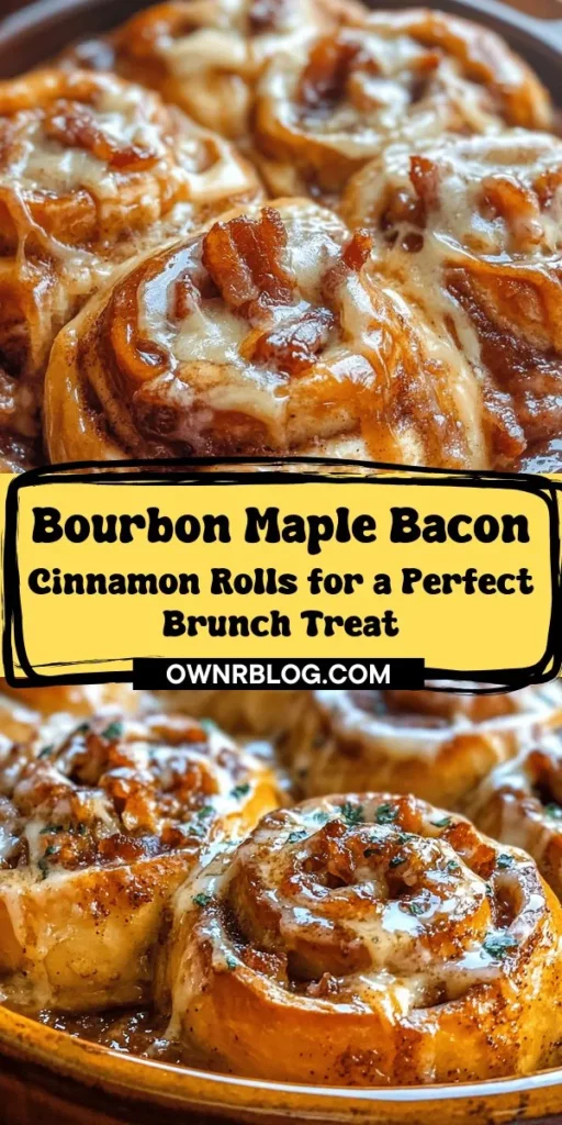 Wake up to the delicious aroma of Bourbon Maple Bacon Cinnamon Rolls! This delightful recipe combines fluffy cinnamon roll dough with crispy bacon and a rich bourbon maple glaze. Perfect for brunch, holidays, or a special treat, these rolls offer a unique balance of sweet and savory flavors that will impress everyone. Indulge in a baking adventure and enjoy the warm comforts of this delicious twist on a classic! #CinnamonRolls #Bacon #Bourbon #Brunch #Baking #SweetAndSavory #HomemadeTreats