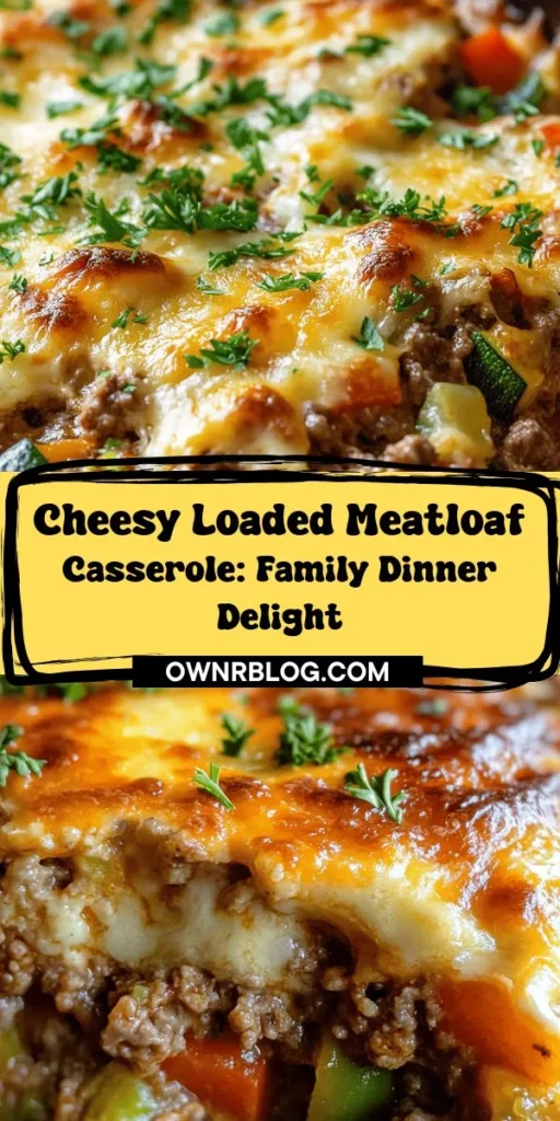 Discover the ultimate comfort food with this Cheesy Loaded Meatloaf Casserole with Vegetables! This hearty dish combines savory ground meat, colorful veggies, and a gooey cheese topping for a delicious family meal that's both nostalgic and nutritious. Perfect for busy weeknights, it’s easy to prep and packed with flavor. Whether you prefer beef or turkey, this casserole offers flexibility and creativity, allowing you to customize it to your family’s tastes. Elevate your dinner experience with this mouthwatering recipe that’s sure to become a household favorite!