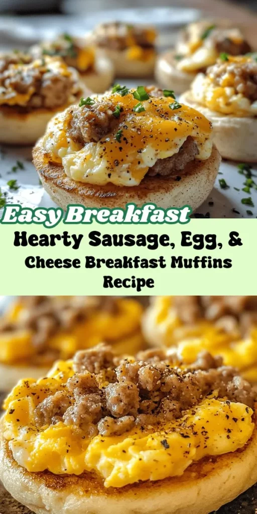 Start your day off right with these savory sausage, egg, and cheese breakfast muffins! Perfect for busy mornings, these hearty muffins are easy to make and customizable to fit your taste. Packed with protein-rich eggs, flavorful sausage, and gooey cheese, they offer a balanced breakfast that can be enjoyed at home or on the go. Follow our simple preparation steps to bake a batch that’s great for meal prep or a special brunch. Discover how to mix up ingredients, add veggies, or try different cheeses for a new twist on this delicious breakfast treat!