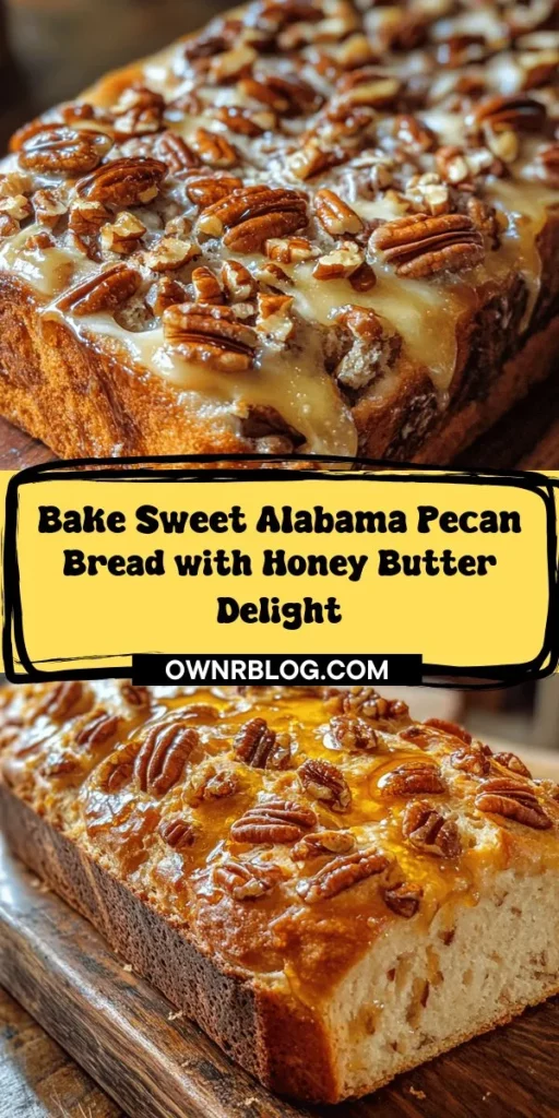 Discover the delightful taste of Honey Butter Sweet Alabama Pecan Bread, a perfect blend of sweetness and nuttiness that's ideal for any occasion. Originating from the heart of Alabama, this recipe celebrates Southern culinary traditions with wholesome ingredients like pecans, honey, and buttermilk. Enjoy it warm for breakfast, as a snack, or dessert. Treat your loved ones to this comforting, nostalgic loaf. #Baking #SouthernRecipes #PecanBread #ComfortFood #HomemadeDelight #Foodie