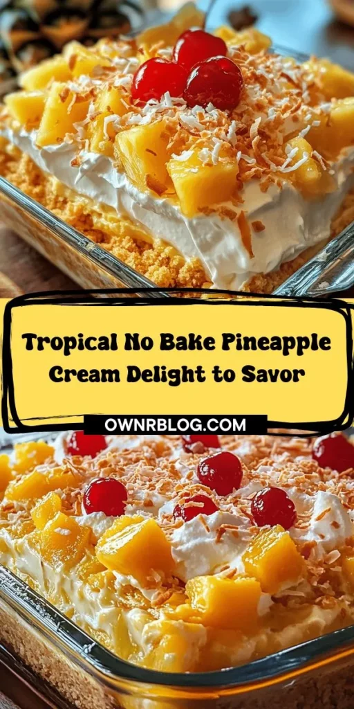 Brighten up your dessert table with No Bake Pineapple Cream Delight! This easy-to-make treat combines creamy layers of cream cheese and pineapple atop a crunchy graham cracker crust, creating a refreshing tropical experience perfect for any occasion. Enjoy the vibrant flavors and simple preparation that make this dessert a crowd-pleaser at potlucks, summer gatherings, or just to satisfy your sweet tooth. Learn how to whip up this luscious dessert and wow your guests with each delicious slice!