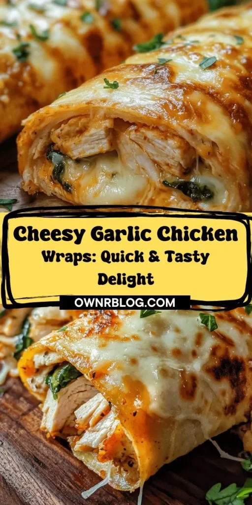 Discover the joy of making Cheesy Garlic Chicken Wraps, a tasty and quick meal perfect for any occasion! With a delicious blend of garlic and creamy cheese, these wraps are not only satisfying but also versatile for lunch, dinner, or a snack. Featuring cooked chicken, fresh spinach, juicy tomatoes, and your choice of tortillas, they're easy to customize. Explore various cooking methods, serving suggestions, and healthy ingredient swaps to make this dish truly your own. Get ready to impress your family and friends with this flavorful delight!