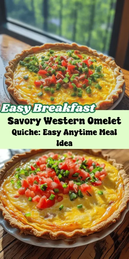 Discover the deliciousness of Savory Western Omelet Quiche, a versatile dish that’s perfect for breakfast, brunch, lunch, or dinner. This recipe combines the hearty flavors of a classic Western omelet with the creamy texture of quiche, making it an ideal meal any time of day. With fresh vegetables, protein-rich eggs, and savory cheese, it's easy to customize based on your preferences. Learn how to prepare this delightful dish, including tips for selecting high-quality ingredients and achieving the perfect flavor balance. Impress your family and guests with this nutritious and satisfying quiche that’s sure to become a favorite!