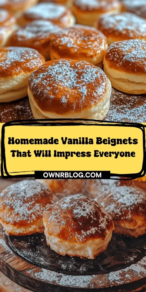 Embark on a culinary adventure and make your own fluffy vanilla French beignets at home! This step-by-step guide will take you from activating yeast to frying these delightful pastries, filled with rich flavors and a hint of nostalgia. Perfect for breakfast, brunch, or dessert, these warm, sugar-dusted treats are not just delicious but also a joy to create. Unleash your inner chef, savor the sweet aroma of vanilla wafting through your kitchen, and impress your loved ones with homemade beignets that capture the essence of French baking. Dive into the world of baking and enjoy every moment of this delightful experience!