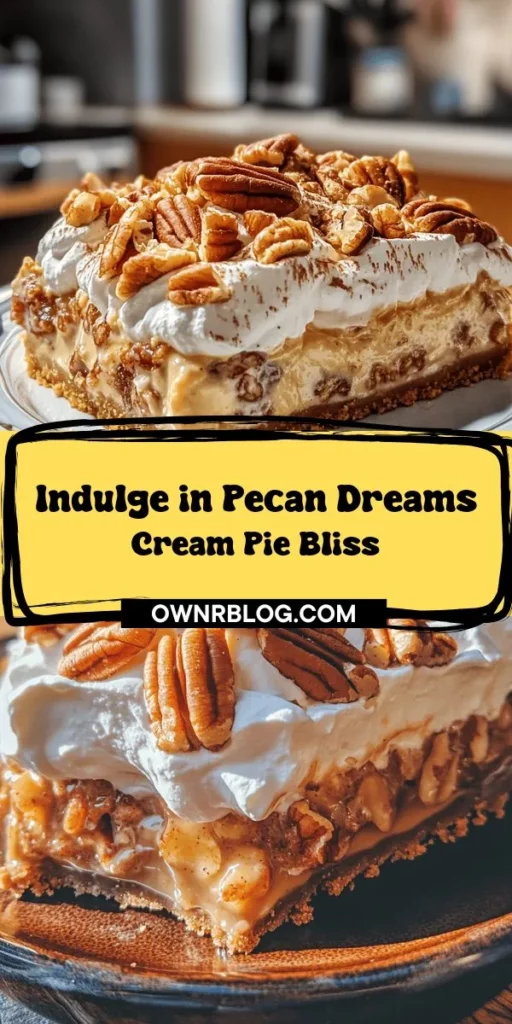 Indulge in the delightful flavors of Pecan Dreams Cream Pie, a truly decadent dessert perfect for any occasion. With a crunchy pecan topping, velvety creamy filling, and a buttery graham cracker crust, this pie is a crowd-pleaser that will have everyone coming back for seconds. Follow our step-by-step instructions to create this mouthwatering treat, ideal for holiday gatherings or casual family dinners. Elevate your dessert game by adding a fluffy whipped cream layer and garnishing with whole pecans for an elegant touch. Perfect for those who adore a rich and satisfying sweet, this pie is sure to impress!