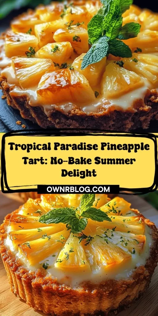 Looking for a refreshing summer treat? Try the Tropical Paradise Pineapple Fridge Tart! This no-bake dessert features a crunchy biscuit base, a creamy pineapple filling, and the perfect balance of sweet and tangy flavors. Perfect for gatherings or casual indulgences, this easy recipe will impress your guests and leave them wanting more. Embrace the taste of the tropics today! #TropicalDesserts #NoBakeTreat #PineappleRecipe #SummerTreat #EasyDessert