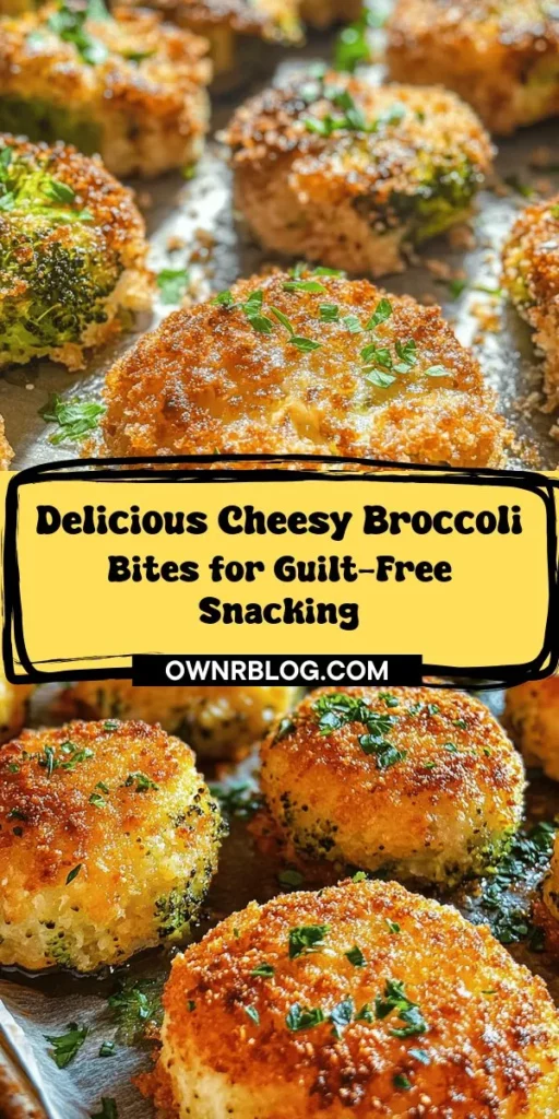 Looking for a delicious, nutritious snack? Try these Cheesy Broccoli Bites! Perfect for parties or a healthy indulgence at home, they combine fresh broccoli, cheddar, and Parmesan for a guilt-free treat. With a crispy exterior and gooey interior, they're a fantastic way to make veggies fun for everyone. Get the complete recipe and tips for serving in the article! #CheesyBroccoliBites #HealthySnacking #VeggieRecipes #Appetizers #HomemadeGoodness