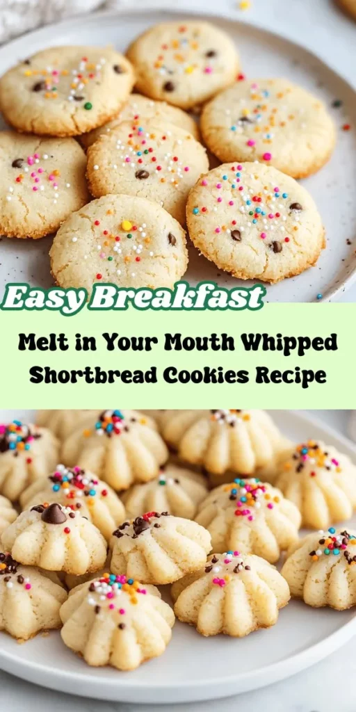 Discover the joy of baking with whipped shortbread cookies, a light and airy treat that melts in your mouth. With just a few simple ingredients like unsalted butter, powdered sugar, flour, and cornstarch, you can create these elegant cookies perfect for any occasion. Whether you enjoy them plain or customize them with sprinkles and chocolate chips, they are sure to impress. Learn the easy steps to achieve that perfect texture and find tips for serving and storing your delicious creations. Elevate your dessert game with these delightful cookies that are both sophisticated and simple to make.