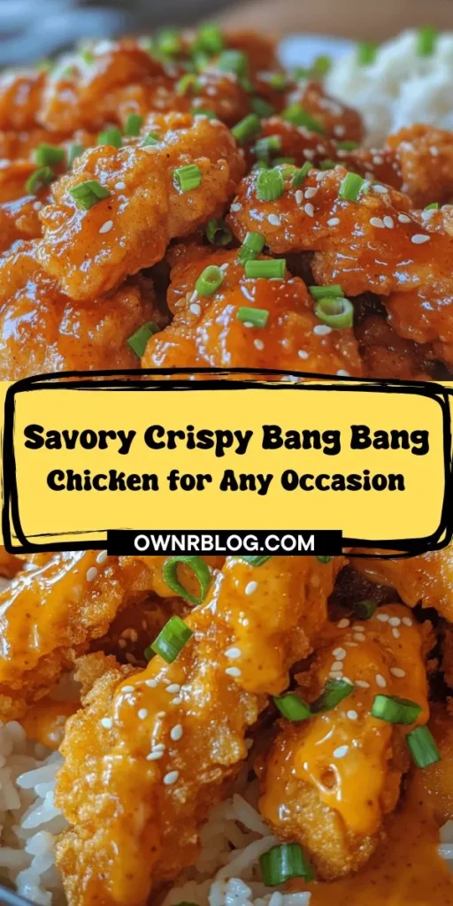 Discover the mouthwatering delight of Crispy Bang Bang Chicken, a perfect blend of crunch and creamy flavors that will impress at any gathering. This Asian-inspired dish features juicy, marinated chicken breast enveloped in a light, crispy batter, all drizzled with a flavorful Bang Bang Sauce that combines sweetness, heat, and creaminess. Ideal for dinner parties, potlucks, or just a comforting meal at home, this recipe showcases a unique combination of textures and tastes that will have everyone coming back for seconds. Dive into the rich culinary history and learn how to create this irresistible dish with simple steps and ingredients that you probably already have in your kitchen!