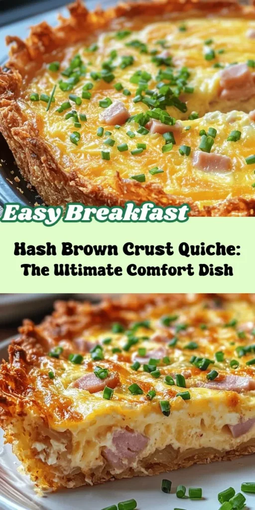 Discover the ultimate comfort food with this Hash Brown Crust Quiche featuring ham and cheddar. Perfect for brunch, dinner, or any gathering, this dish combines a crispy hash brown crust with a rich and savory filling. With easy preparation using frozen hash browns and delicious ingredients like eggs, ham, and sharp cheddar, you can create a meal that impresses everyone. Explore variations and tips for a cozy culinary experience that highlights the best of quiche. Enjoy it warm or at room temperature for a versatile addition to your recipe collection!