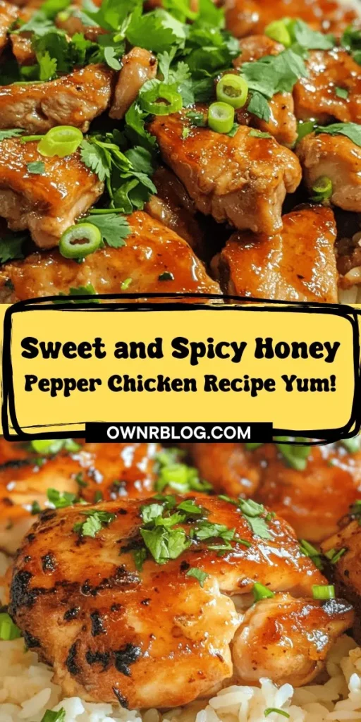 Discover the perfect blend of flavors with Sweet and Spicy Honey Pepper Chicken! This easy yet gourmet dish combines the natural sweetness of honey with the kick of chili paste, creating a mouthwatering meal that's ideal for any occasion. Made with juicy chicken thighs and simple ingredients, it's not only quick to prepare but also customizable to suit your taste. Serve it over rice, noodles, or alongside fresh veggies for a delightful dining experience. Elevate your cooking game and impress your guests with this flavorful delight!